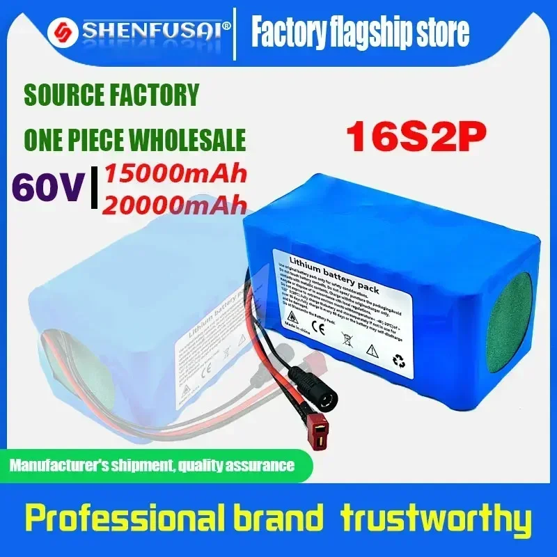 

16S2P 60V 18650 15Ah/20Ah Lithium-Ion Battery Pack Built-In BMS High-Power 1000W Is Suitable For 67.2V E-Bike Electric Scooter.
