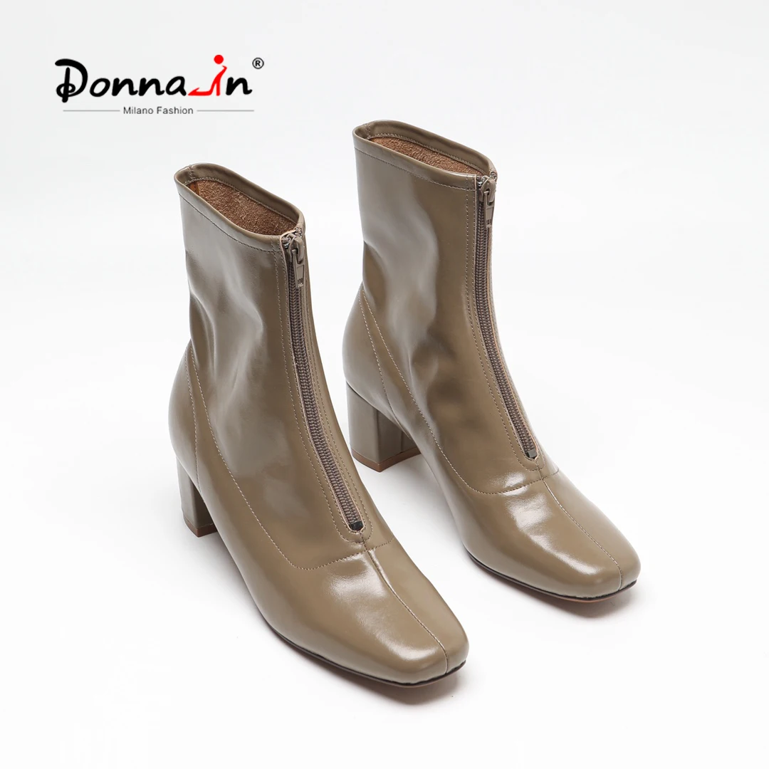 Donna-in Autumn Ankle Boots Women Luxury Leather Soft Sheepskin Square Toe Mid-heel Front Zipper Classic Ladies Short Boots
Donna-in Autumn Ankle Boots Women Luxury Leather Soft Sheepskin Square Toe Mid-heel Front Zipper Classic Ladies Short Boots