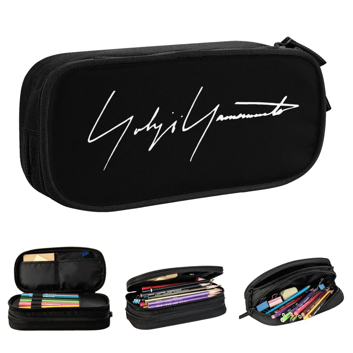 

Yohji Yamamoto Женский Стильный пенал, 3 сумки для ручек для девочек и мальчиков, большие школьные принадлежности, пеналы на молнии