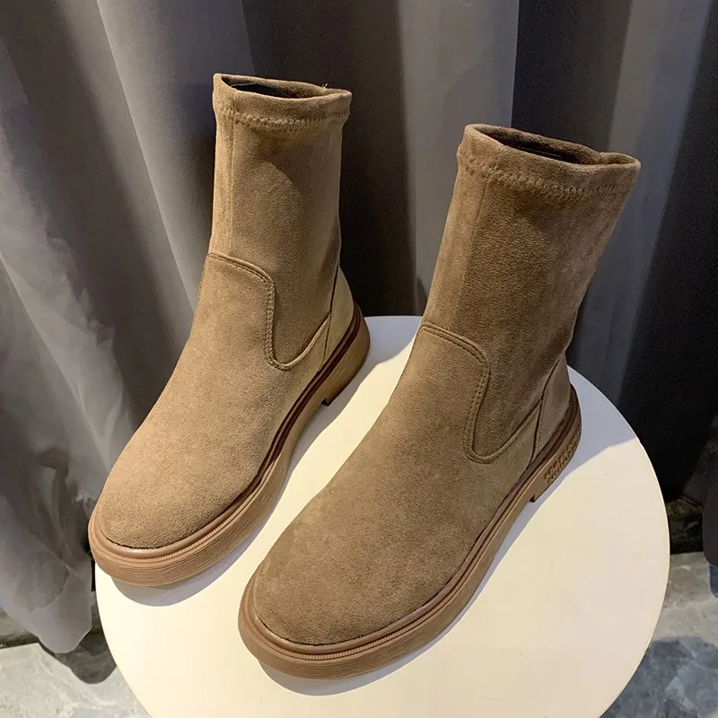 British style Korean version versatile short boots flat bottomed elastic slim mid length 2024 high top boots for women
British style Korean version versatile short boots flat bottomed elastic slim mid length 2024 high top boots for women