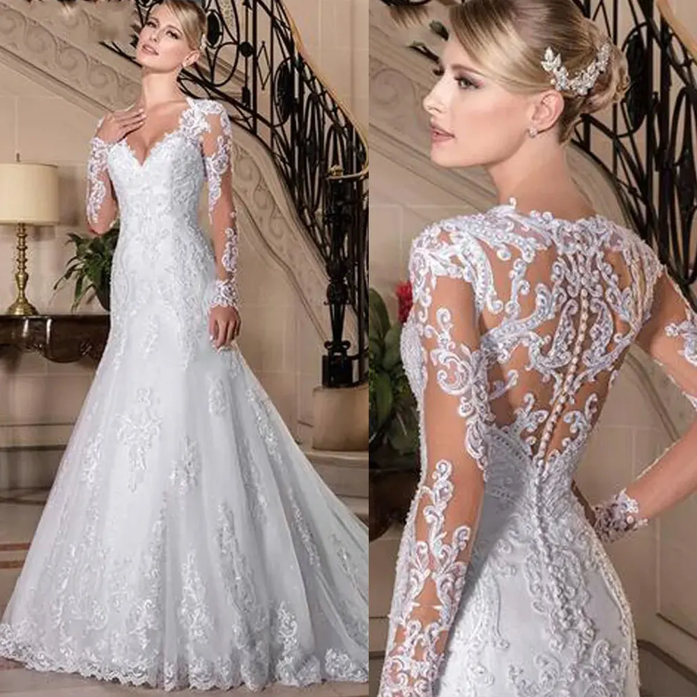 Sexy Illusion Back Wedding Dresses For women 2024 Long Sleeves Embroid Lace Mermaid Appliques White Bride Gowns Europe New
Sexy Illusion Back Wedding Dresses For women 2024 Long Sleeves Embroid Lace Mermaid Appliques White Bride Gowns Europe New