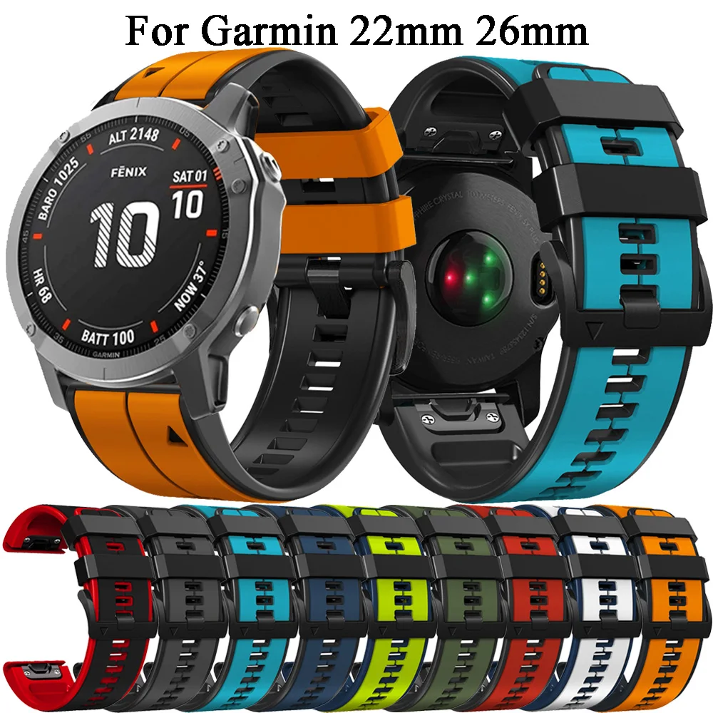 

22mm 26mm Watchband Strap for Garmin Fenix 5X 5X Plus 3 6X 7X HR GPS SmartWatch band Quick Release Silicone Easy fit Wristband