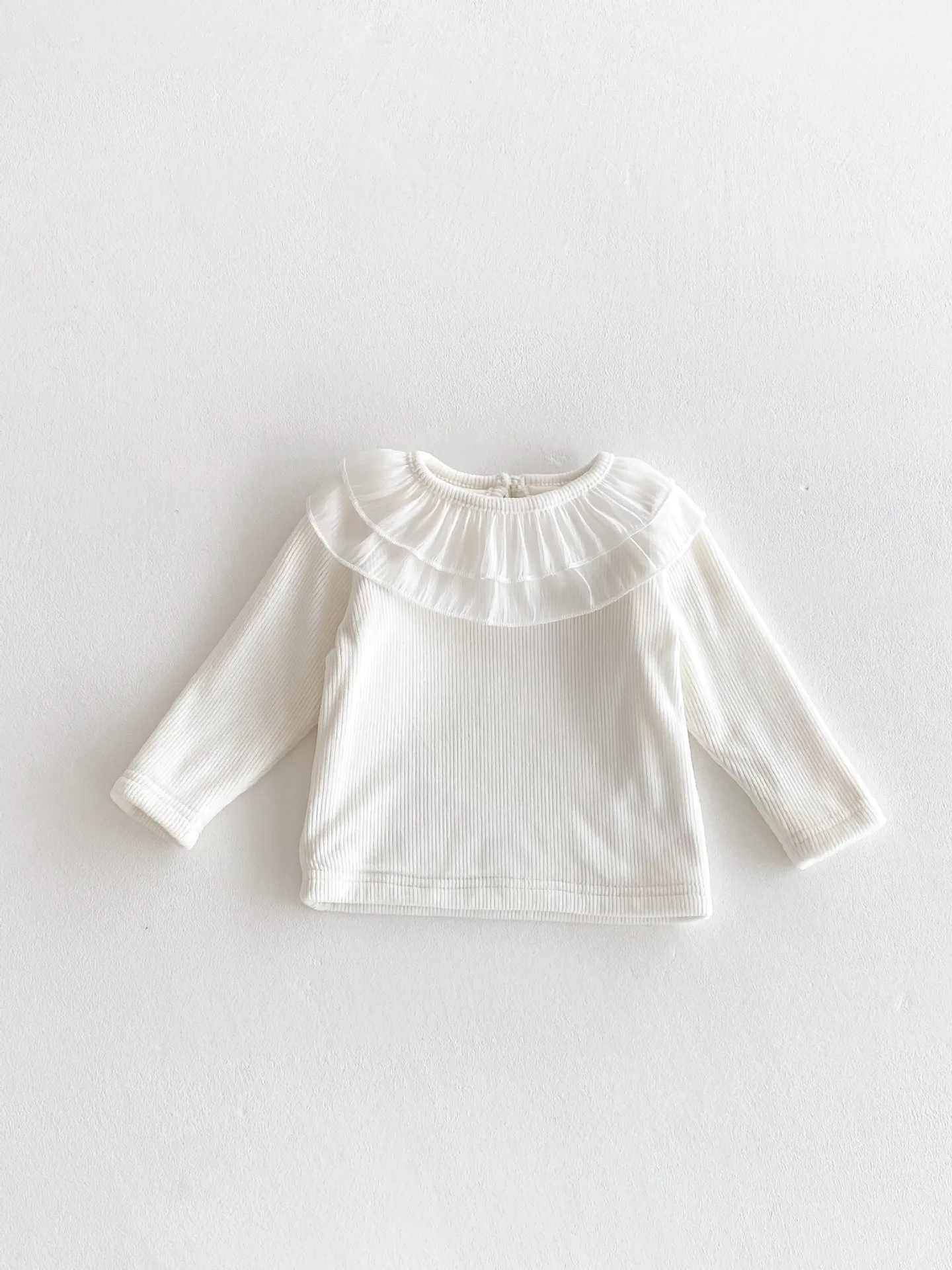 2025 Winter New Baby Girls Ruffle Collar Fleece Tees Infant Solid Bottoming Shirt Toddler Girls Plus Velvet Thick Warm Tops 24 S19a474d73ae947138ccdc9baac5f6b1cV