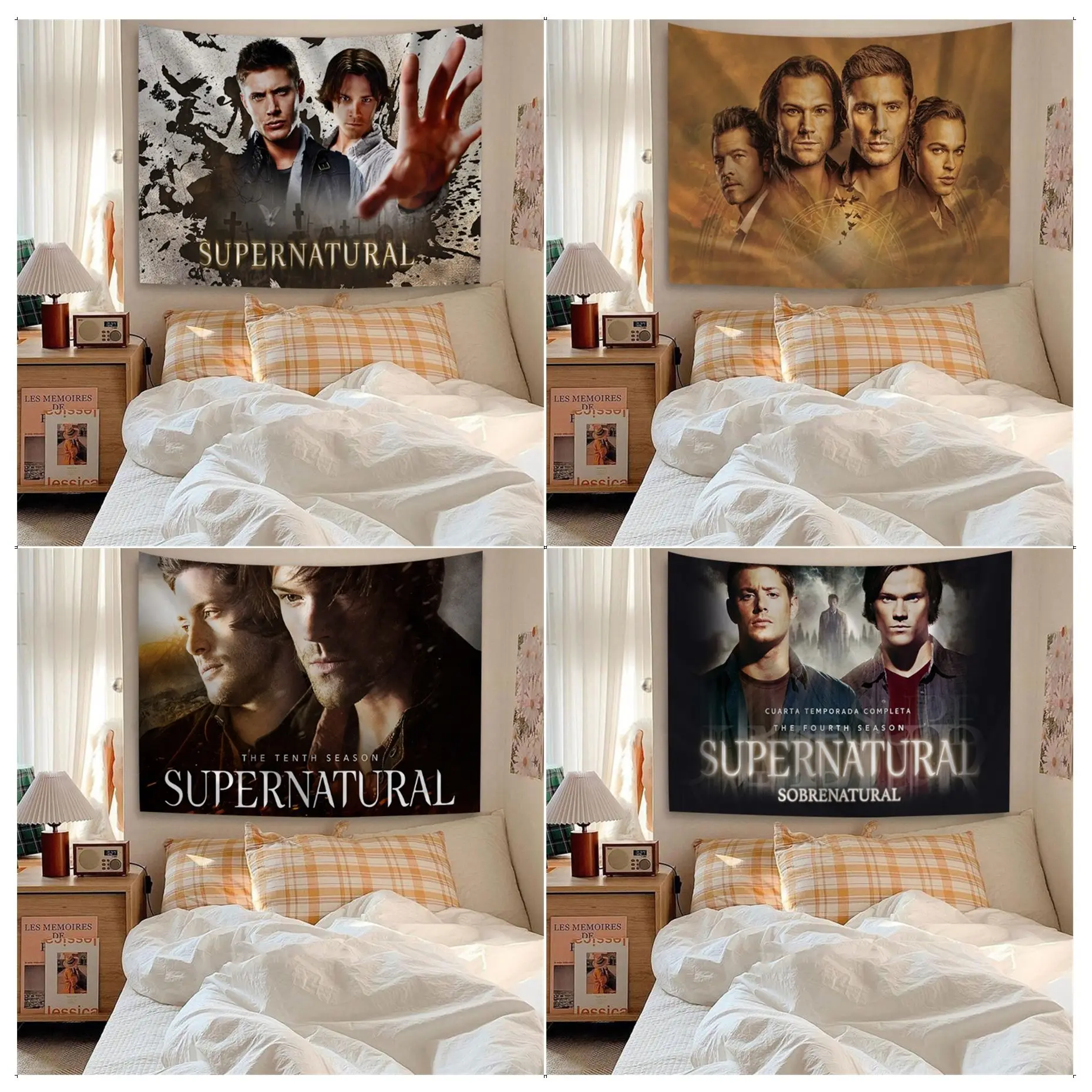 

TV Series Supernatural Tapestry Anime Tapestry Hanging Tarot Hippie Wall Rugs Dorm Wall Hanging Sheets
