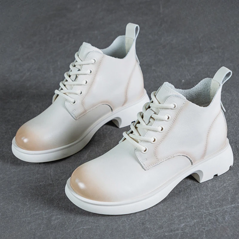 Women's Shoes Genuine Leather British Retro Round Toe Thick Sole Women's Shoes New Fashion Platform Shoes Women's Short Boots
Women's Shoes Genuine Leather British Retro Round Toe Thick Sole Women's Shoes New Fashion Platform Shoes Women's Short Boots