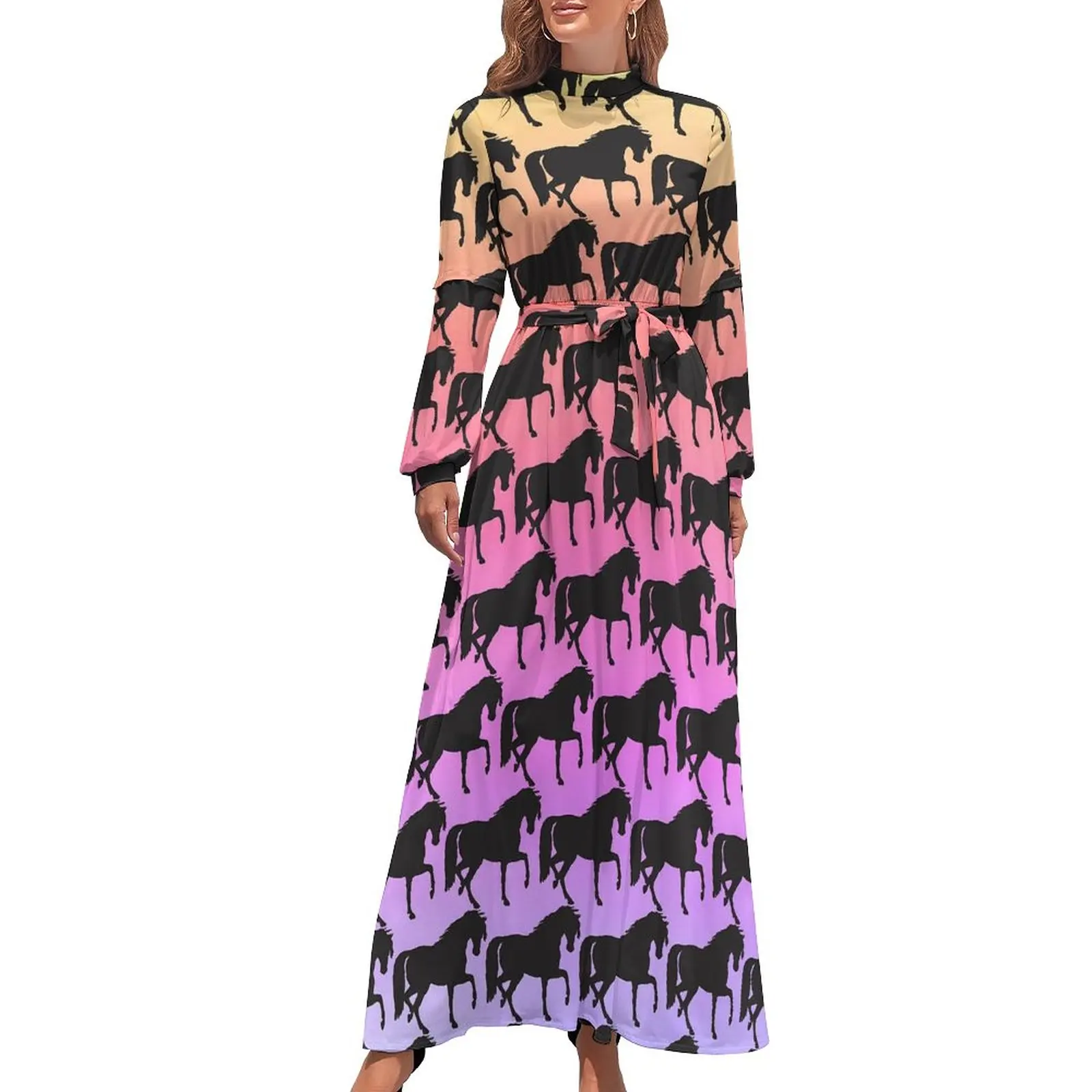 Horse Silhouette Dress Sunset Rainbow Sexy Maxi Dress Street Wear Boho Beach Long Dresses High Neck Custom Clothing
Horse Silhouette Dress Sunset Rainbow Sexy Maxi Dress Street Wear Boho Beach Long Dresses High Neck Custom Clothing