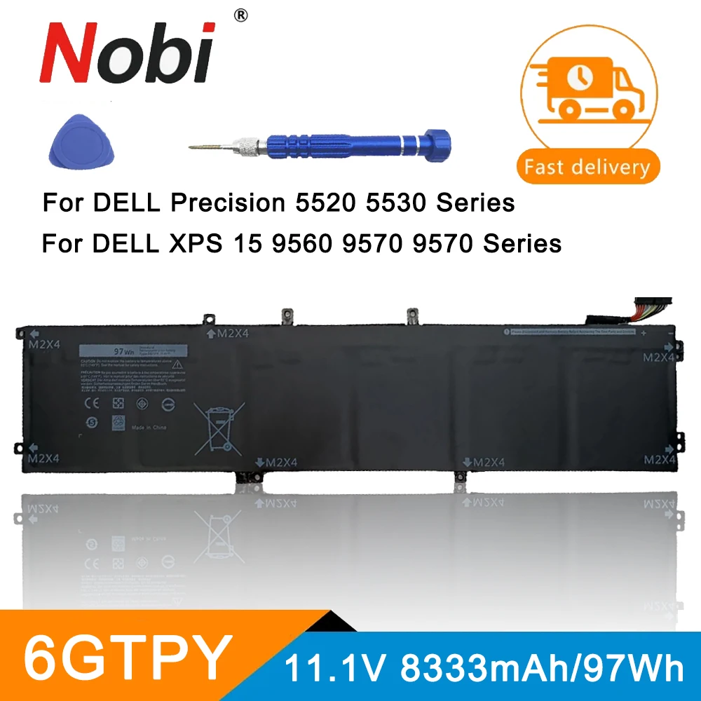 

Аккумулятор Nobi 6GTPY H5H20 для ноутбука DELL XPS 15 9570 9560 7590, Аккумулятор для ноутбука DELL Precision 5520 5530 серии 11,4 в 97 Втч