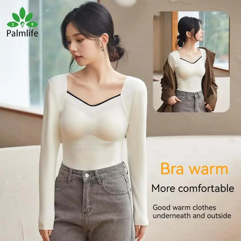 Palmlife Fall Winter De Velvet Fabrics Thermal Underwear Women Seamless With Chest Pads And Thickened Self-Heating Undershirt
Palmlife Fall Winter De Velvet Fabrics Thermal Underwear Women Seamless With Chest Pads And Thickened Self-Heating Undershirt