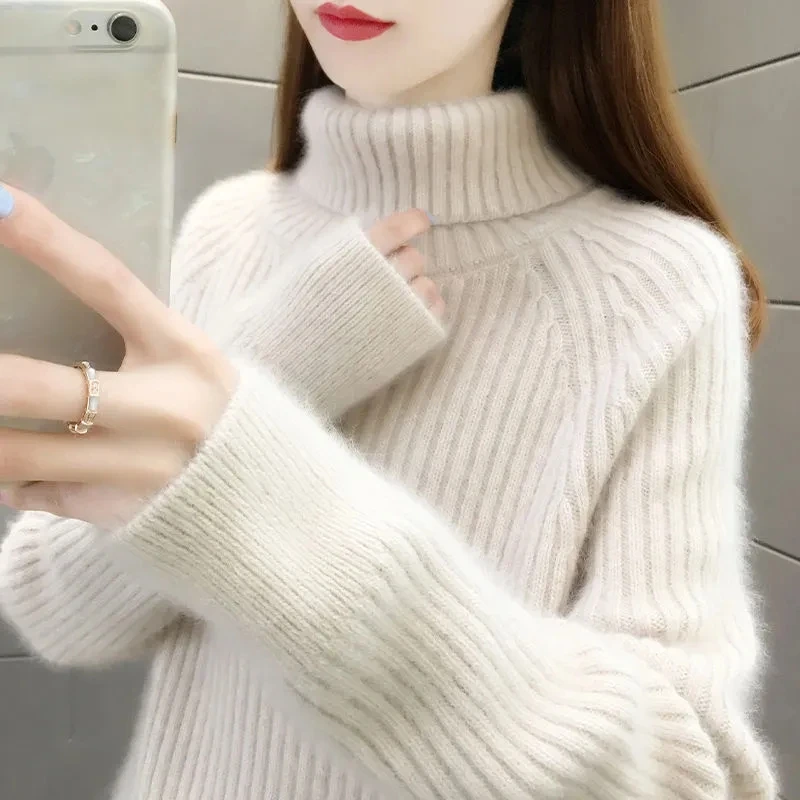 

2024 Autumn Winter New Pullover Sweater Women Casual Korean Knitwear Twisted Black Sweaters Warm Long Sleeve Tops Clothes