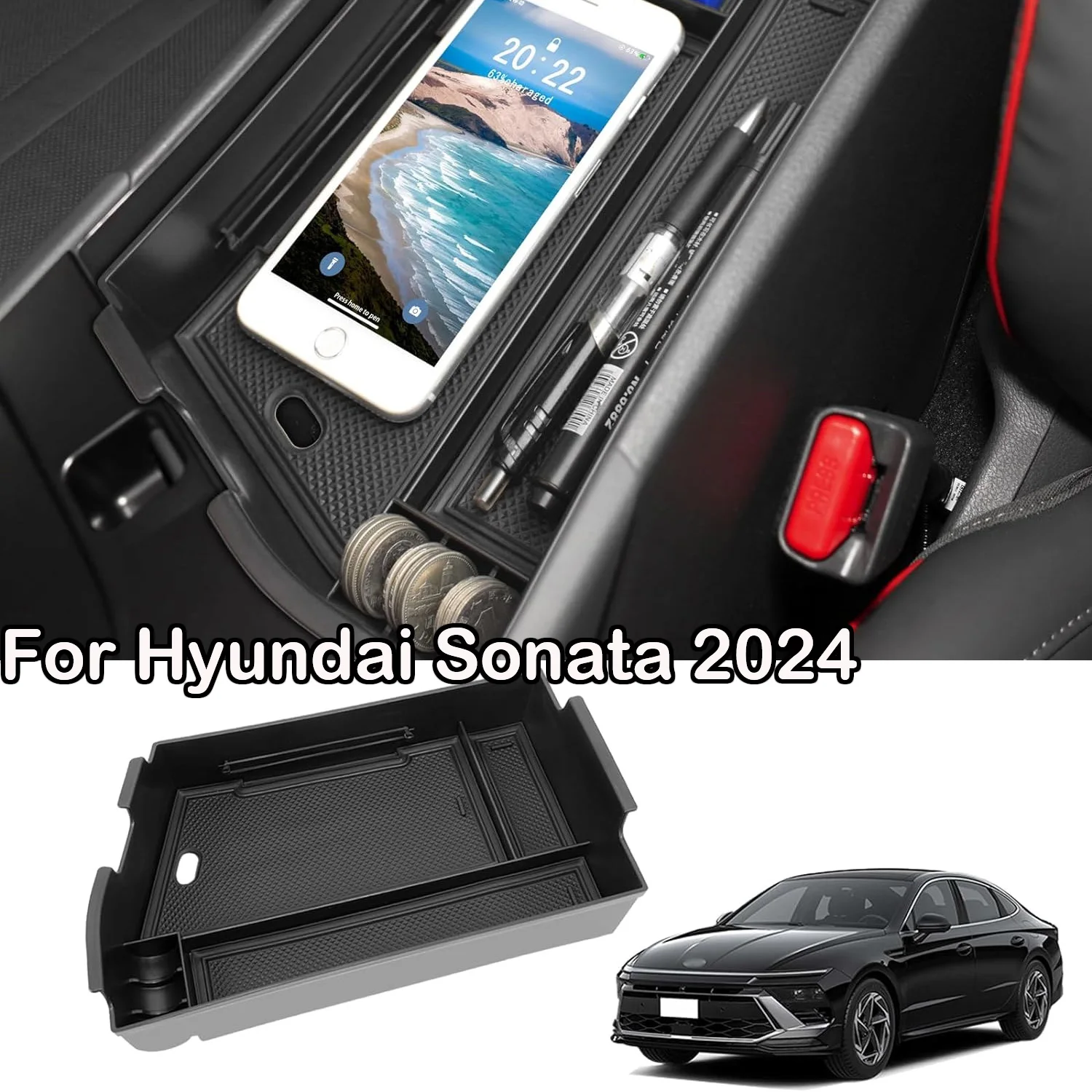 

SixthSmoy Armrest Box for Hyundai Sonata 2024 Center Console Storage Organizer Insert Tray Car Box Secondary Tray Accessories