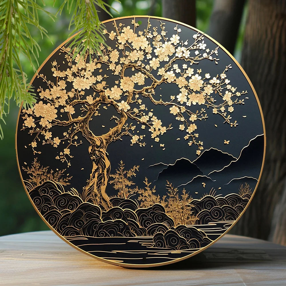 Spring Tin Sign Faux Foil Stamping Papercut Art Painting Round Wreath Sign Apartment Women Gifts Cherry Blossom Theme Decoration
Spring Tin Sign Faux Foil Stamping Papercut Art Painting Round Wreath Sign Apartment Women Gifts Cherry Blossom Theme Decoration