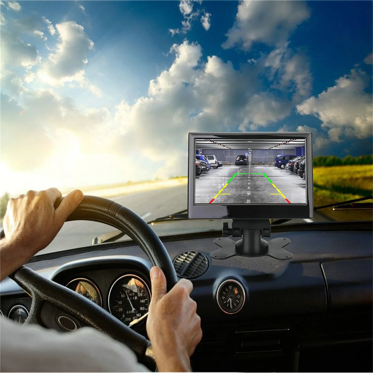 

12V-24V 7 Inch TFT LCD Color HD Monitor with 4LED Light Camera for Car CCTV Reverse Rear View Car Electronic Accessorie