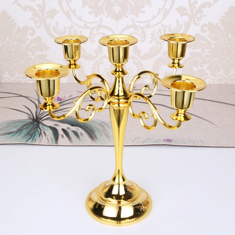 

Silver Gold Black Bronze Metal Candle Holder Retro 3/5 Arms Candle Holder Dinner Hotel Home Decor Romantic Retro Candlestick
