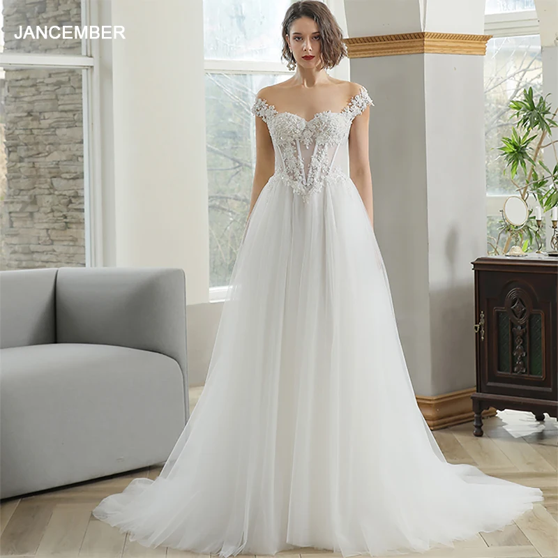 

First-rate Factory Wholesale Wedding Dresses For Women 2024 Bride Ball Gown Scoop Illusion Button Vestido De Novia QW01100