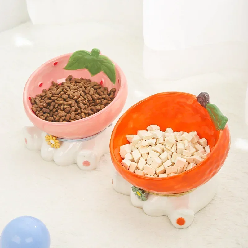 

Cats Raised Water Bowls Fruit Bowl Elevated Ceramic Feeders Small Puppy Drinking Tilted Eating Dogs Food Pet Cat Accessories