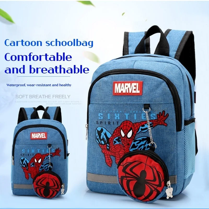 

Disney Spider Man Captain America Cartoon Children Oxford Fabric Backpack Boys Breathable Large Capacity Kindergarten Schoolbag