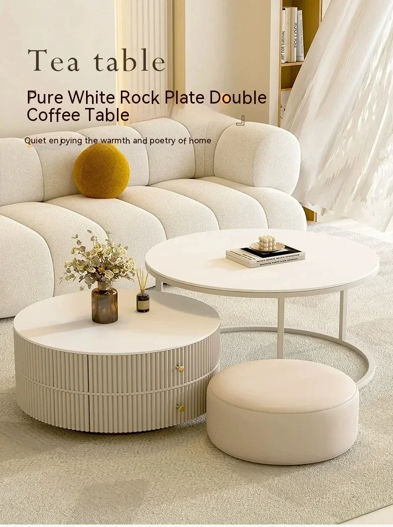 

Minimalist Coffee Table Nesting Round Portable Drawer Type Design Coffee Table Living Room Orta Sehpa Room Furniture MQ50CJ