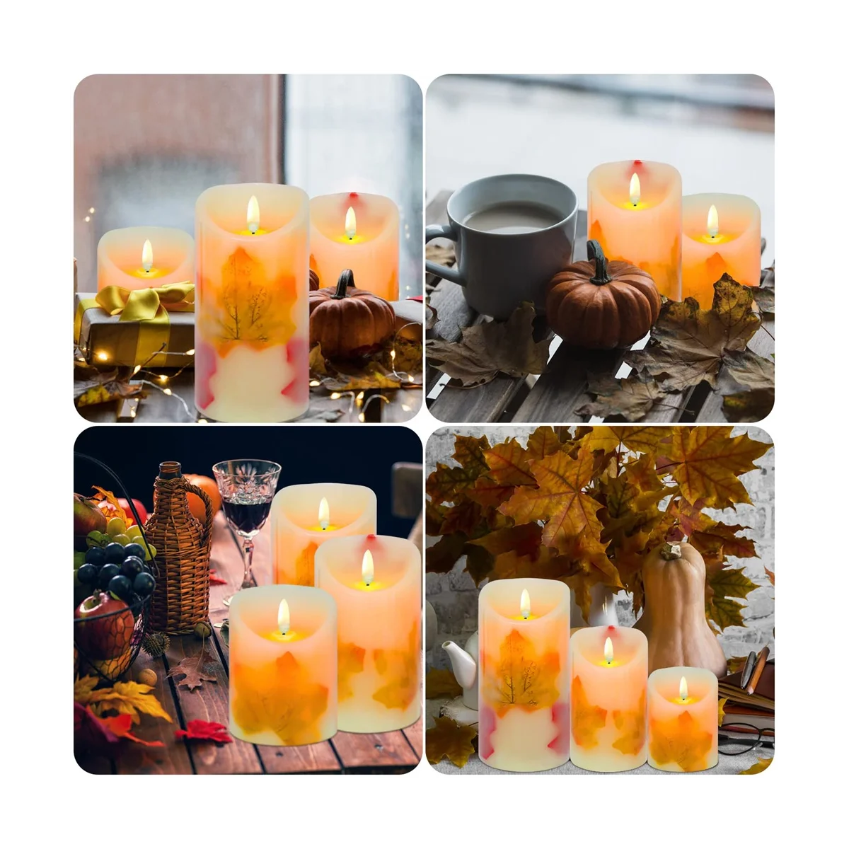 

Светодиодные электронные свечи, кленовые подсвечники, имитация качели, украшение для отеля на День Благодарения, Рождество, электронные свечи