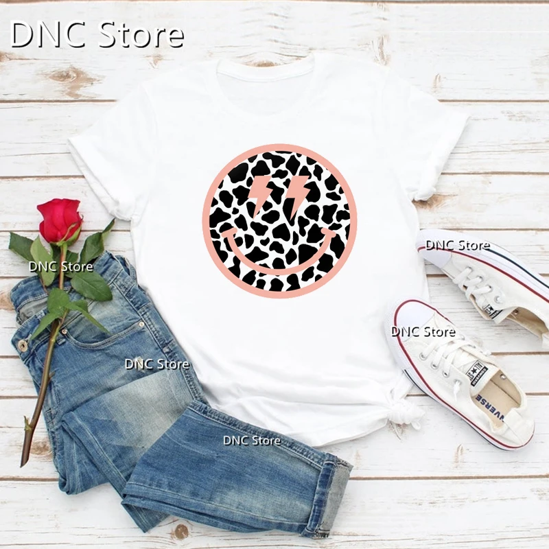 Tee Shirt Femme Cool Leopard Colorful Smiley Face Graphic Print T-Shirt Femme Fashion Korean Style Women'S Top 00s Girls tshirt
Tee Shirt Femme Cool Leopard Colorful Smiley Face Graphic Print T-Shirt Femme Fashion Korean Style Women'S Top 00s Girls tshirt