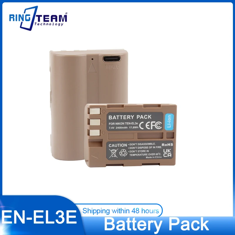 

TEN-EL3E EN-EL3E Battery Pack with Type-C Charging Cable For Nikon D700 D300s D300 D200 D100 D90 D80 D70s D70 D50 MH-18 MH-18a