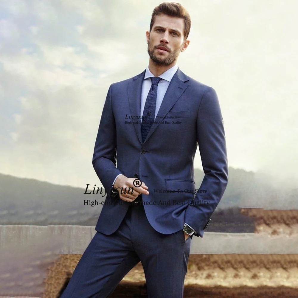 Fashion Navy Blue Suits For Men Slim Fit Business Blazer Masculino Wedding Groom Tuxedo 2 Piece Daliy Jacket Pants Costume Homme
Fashion Navy Blue Suits For Men Slim Fit Business Blazer Masculino Wedding Groom Tuxedo 2 Piece Daliy Jacket Pants Costume Homme