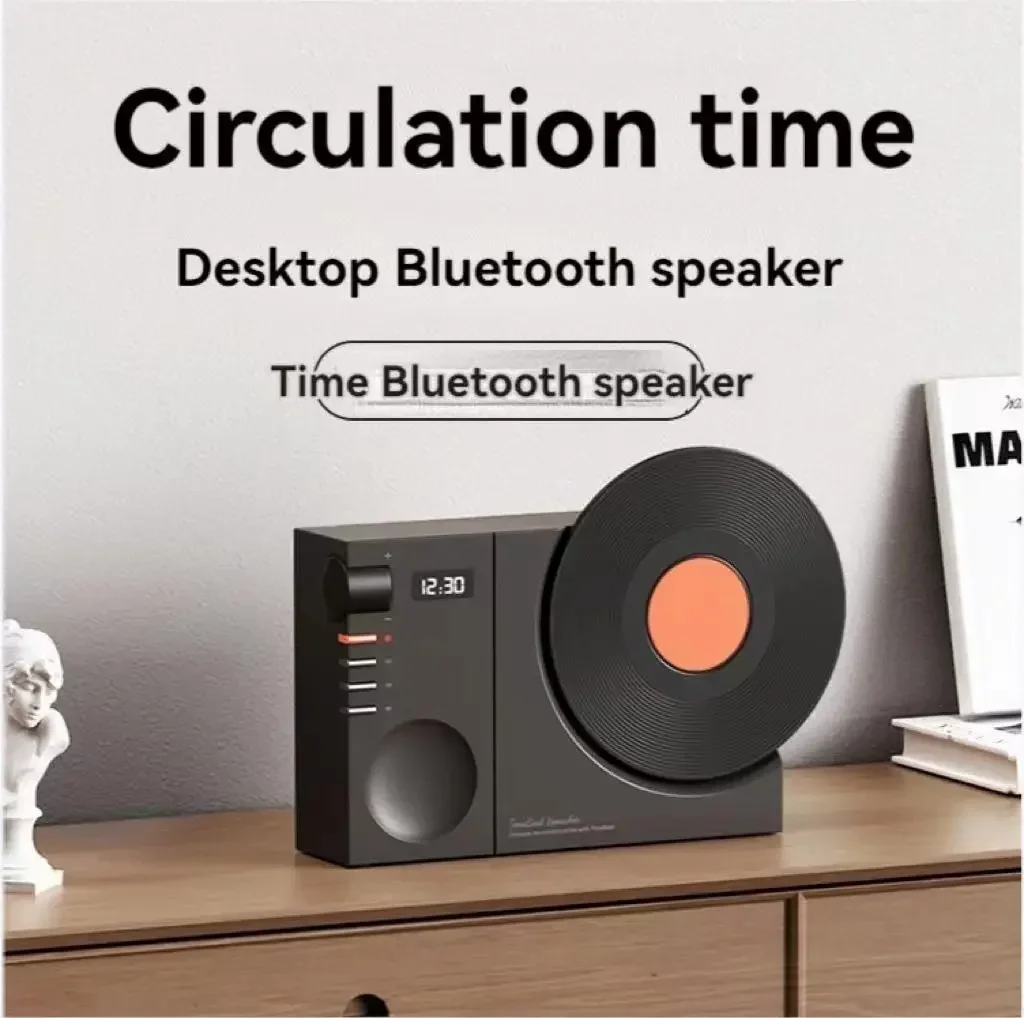 

Clock Bluetooth Speaker retro record player Bluetooth Soundbox Music Center For Computer Speakers support AUX TF Alarm Clock