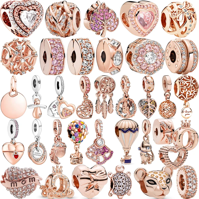 New Rose Gold Color Series Leaf Feather Mom Heart Crown Clip DIY Beads Fit Original Pandora Charms Silver Color Bracelet Jewelry
New Rose Gold Color Series Leaf Feather Mom Heart Crown Clip DIY Beads Fit Original Pandora Charms Silver Color Bracelet Jewelry