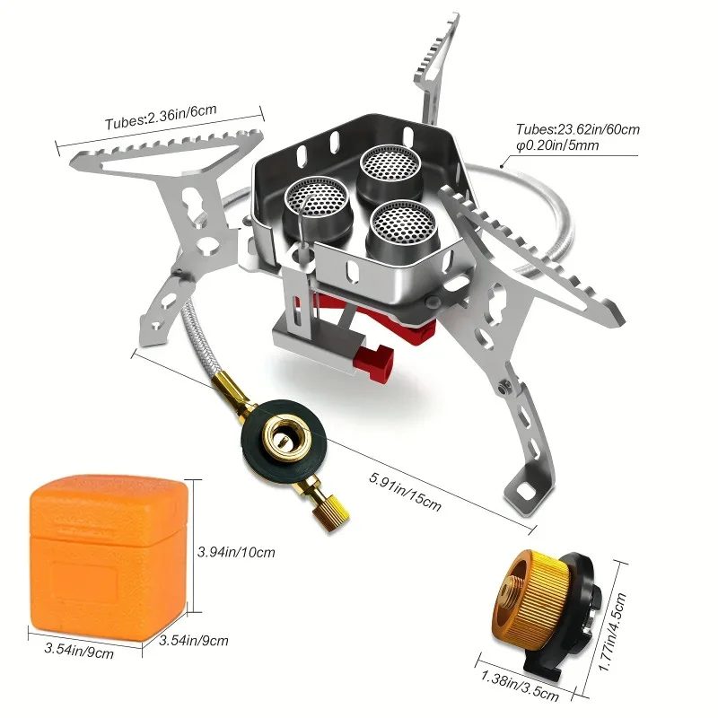 

Camping Gas Stove and Mini BBQ Pan with Handle Steak Windproof Portable Collapsible Stove Burner Outdoor Hiking Picnic Cooking