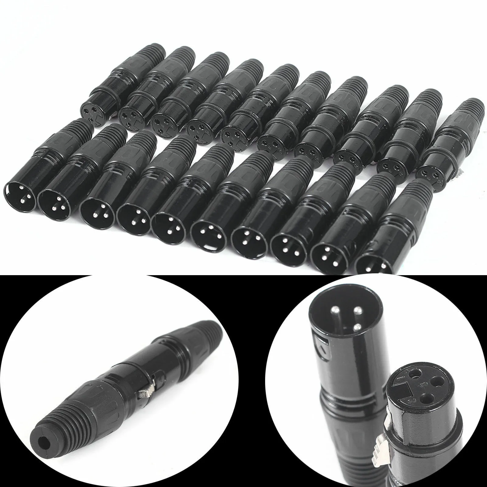 10Pair XLR DMX 3 Pin Male&Female MIC Snake Plug Audio Microphone Cable Connector Contact Brass, High-Conductivity Feel - Good
10Pair XLR DMX 3 Pin Male&Female MIC Snake Plug Audio Microphone Cable Connector Contact Brass, High-Conductivity Feel - Good