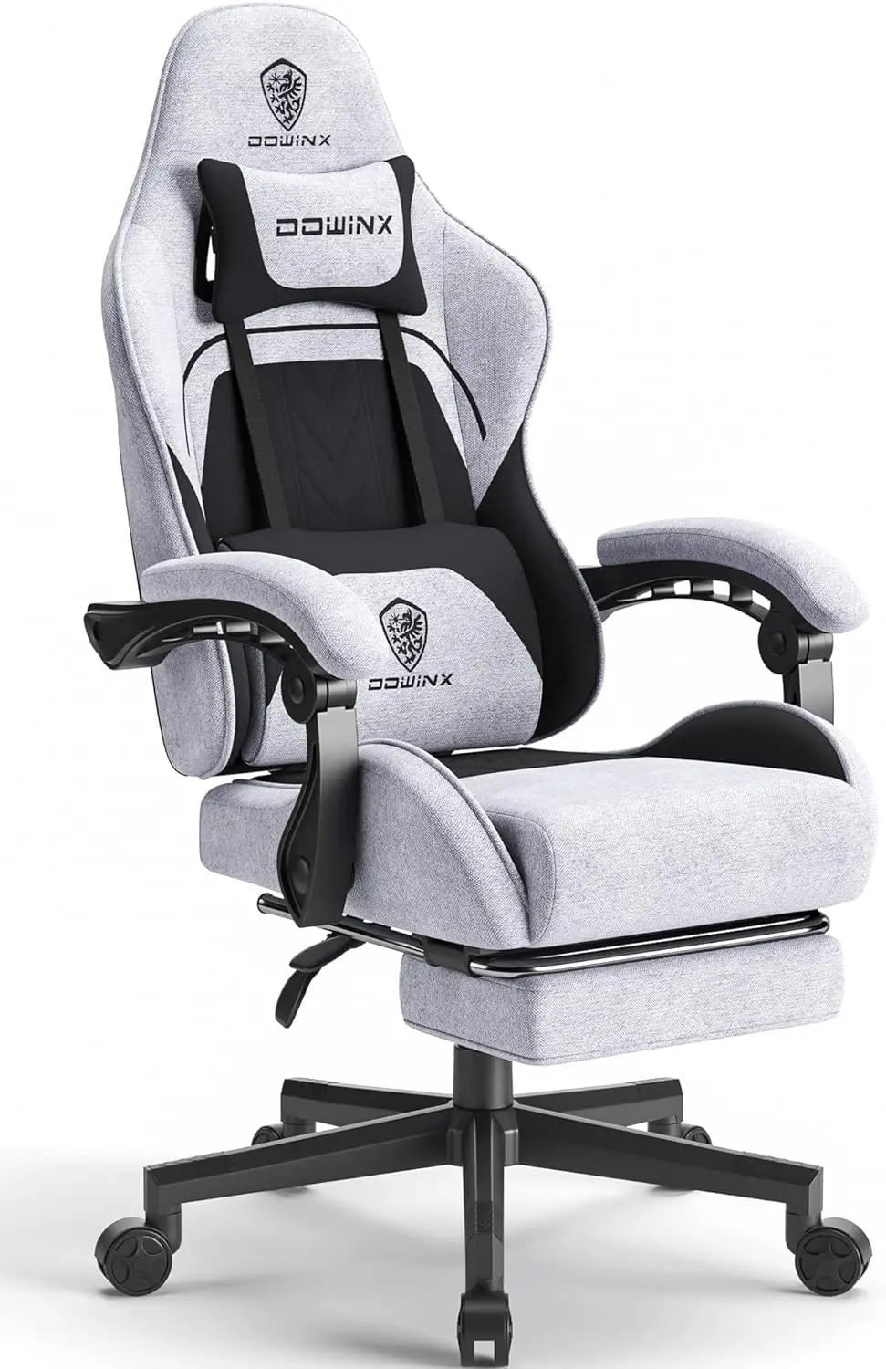 

Chair Fabric w/ Pocket Spring Cushion, Massage Game Chair Cloth w/ Headrest, Ergonomic Computer Chair with Footrest 290LBS