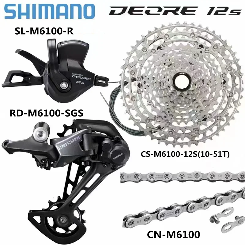 

DEORE M6100 12v Groupset Shifter Rear Derailleur RD-M6100 CS-M6100 10-51T Cassette CN-M6100 Chain 1x12-speed Original