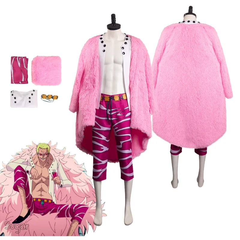 Anime One Piece Doflamingo Cosplay Costume Men Fantasia Tops Pants Coat Outfits Halloween Carnival Party Clothes Disguise Suit
Anime One Piece Doflamingo Cosplay Costume Men Fantasia Tops Pants Coat Outfits Halloween Carnival Party Clothes Disguise Suit