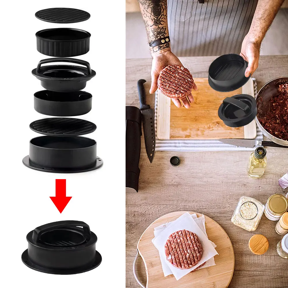 

ABS Hamburger Meat Press Maker Round Shape Non-Stick Stuffed Burger Patties Beef Grill Pie Press Mould Maker Kitchen Accessories