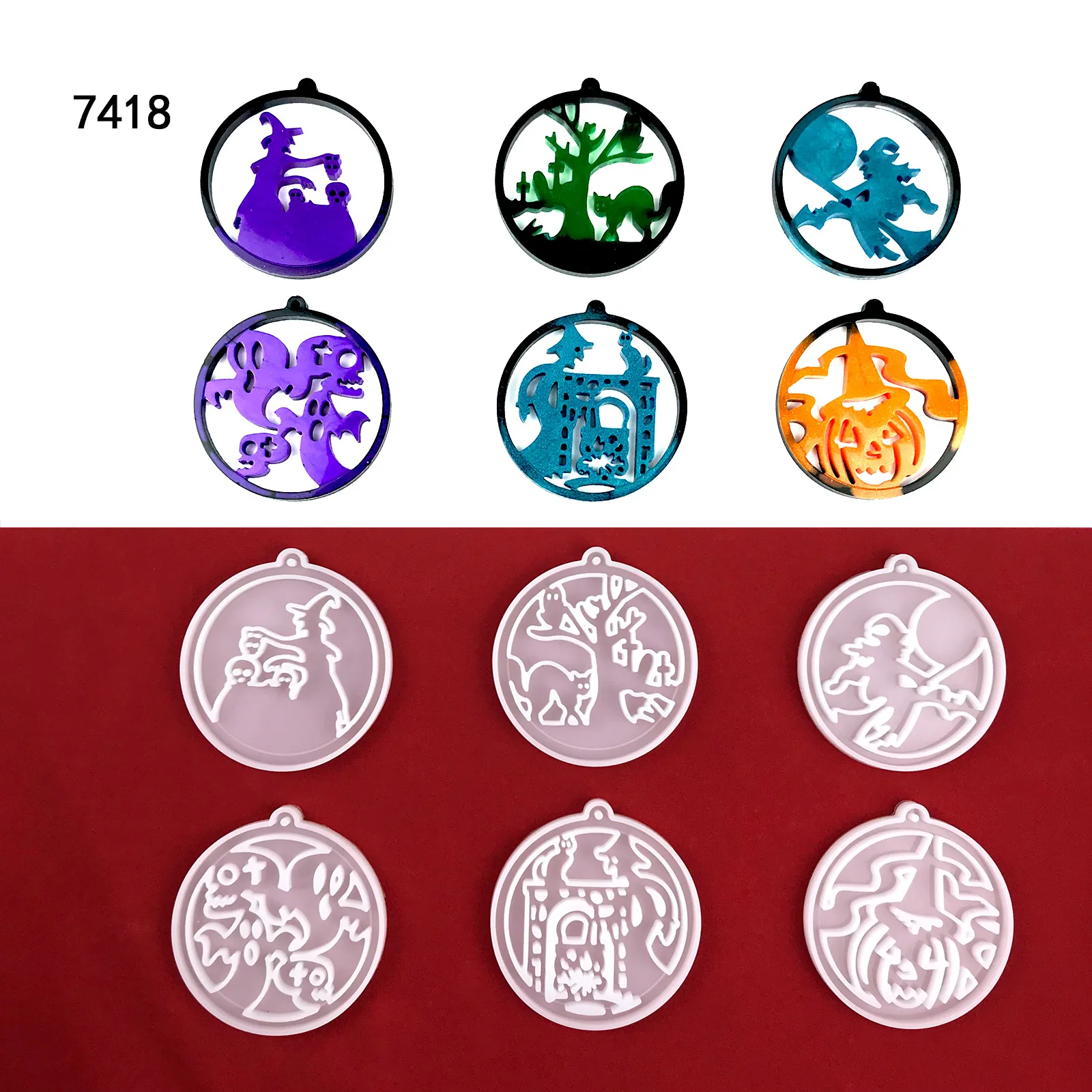 Halloween Keychain Epoxy Silicone Mold DIY Round Pumpkin Ghost Key Chain Pendant Decoration Jewelry Molds For Handmade Casting
Halloween Keychain Epoxy Silicone Mold DIY Round Pumpkin Ghost Key Chain Pendant Decoration Jewelry Molds For Handmade Casting