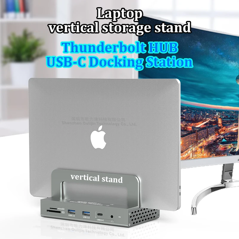 

Вертикальная подставка База Аксессуары для ноутбука Адаптер Thunderbolt HUB Док-станция USB-C HDMI 4K 60 Гц Multi USB-A 5 Гбит/с Передача данных для MacBook Air/Pro HP Dell Asus Huawei Lenovo ThinkPad Acer MSI