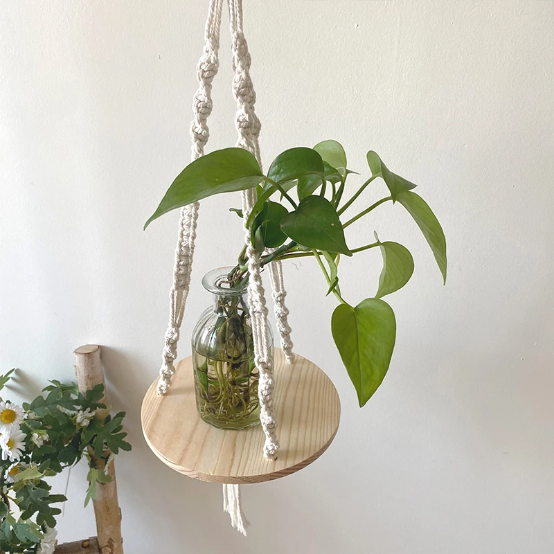 Boho Macrame Wood Wall Hanging Storage Shelf 5 S19c9d9ac2a2e4bd993260f2d2b7f0fc6Q