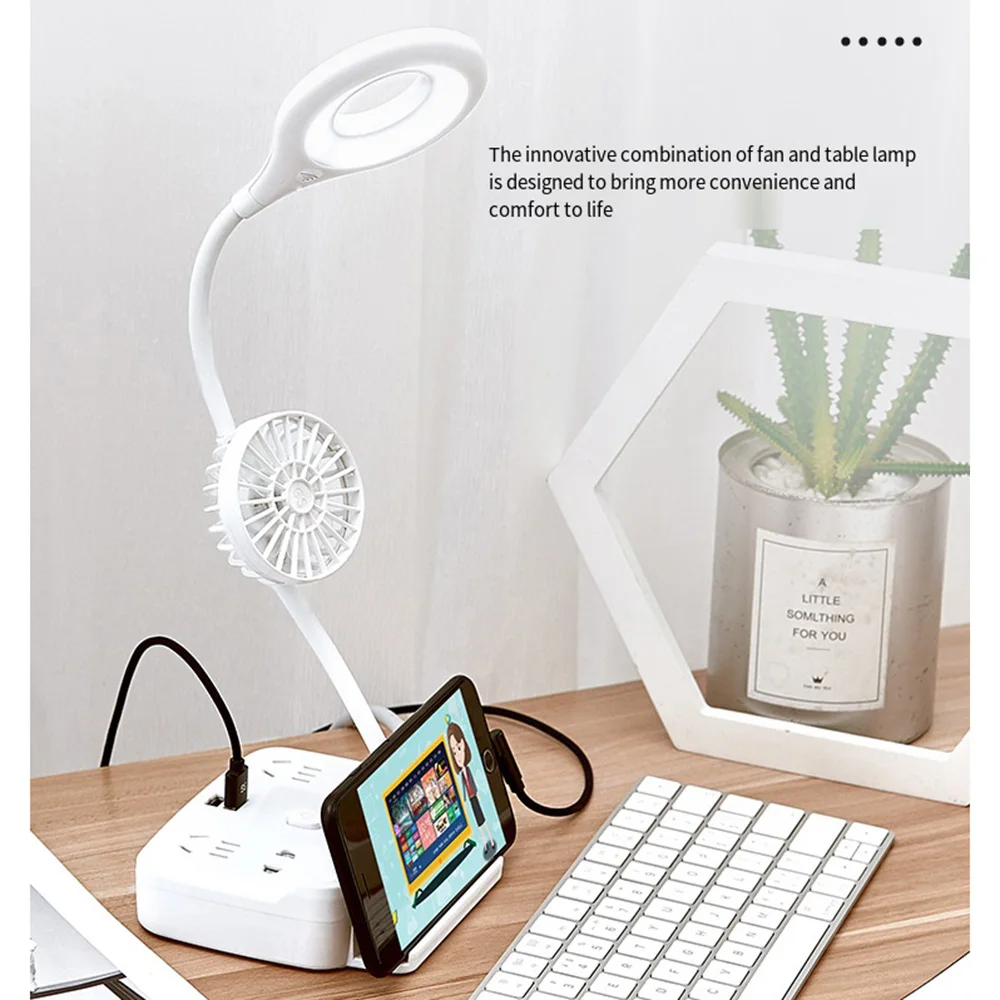 Multifunctional USB Rechargeable LED Desk Lamp Study Table Lamp With Fan Phone Holder Bendable Student Reading Light For Room
Multifunctional USB Rechargeable LED Desk Lamp Study Table Lamp With Fan Phone Holder Bendable Student Reading Light For Room