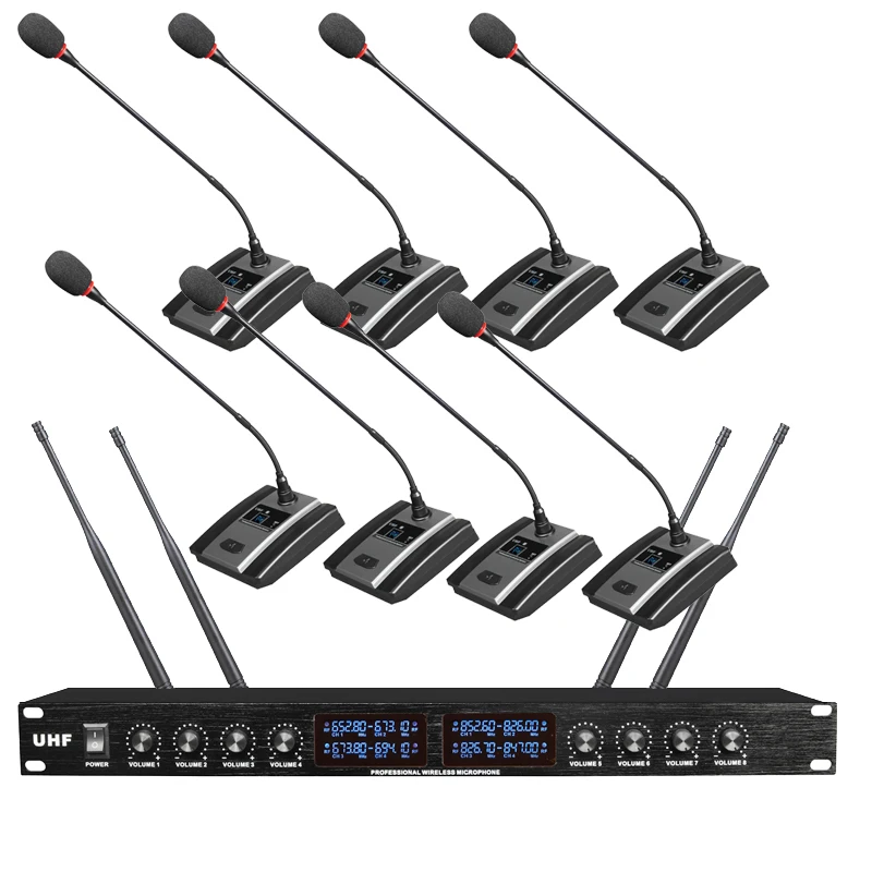 

MiCWL UHF 8 Table Long Gooseneck Wireless Conference Microphones System 8 Desktop Mic Meeting Room Professional Mics