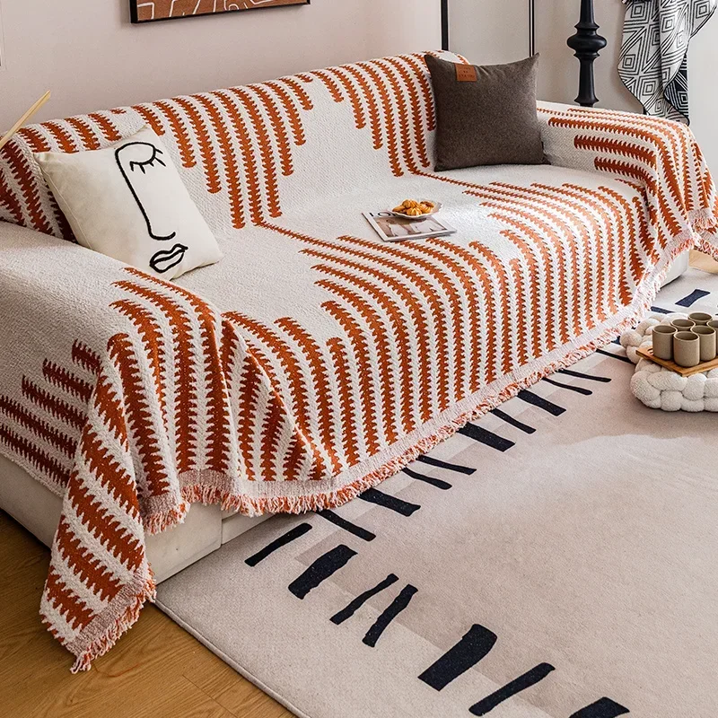 

Thicken Chenille Blanket Classic Black Stripe Sofa Blanket Summer Couch Non Slip Blanket Office Nap Shawl Cushion Sofa Covers 담요