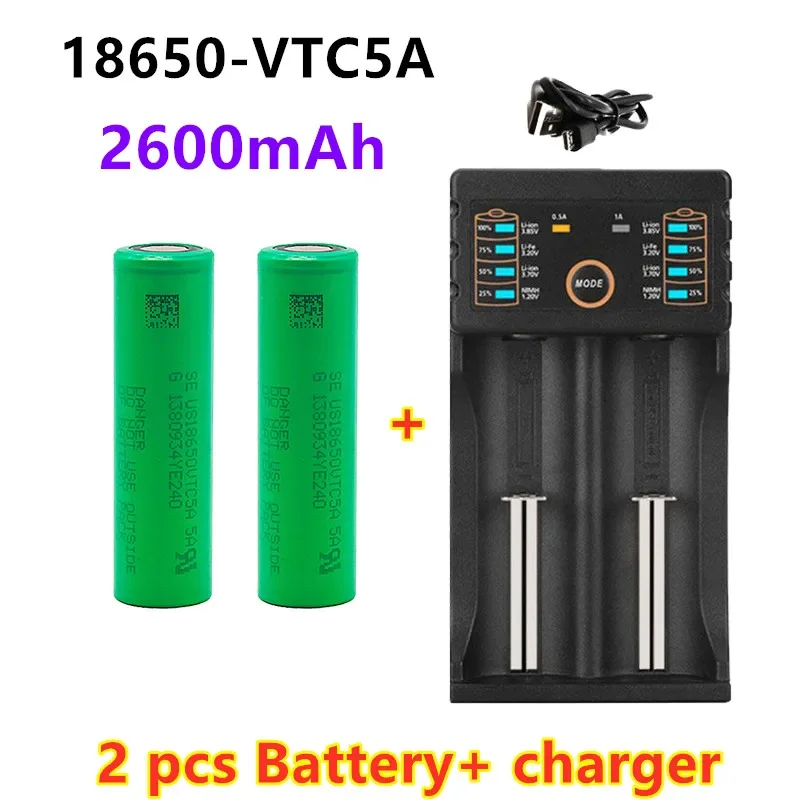 

100% Original 18650 3.7V 2600mAh Li ion Battery For SONY US18650 VTC5A 2600mAh +1pcs Battery Charger