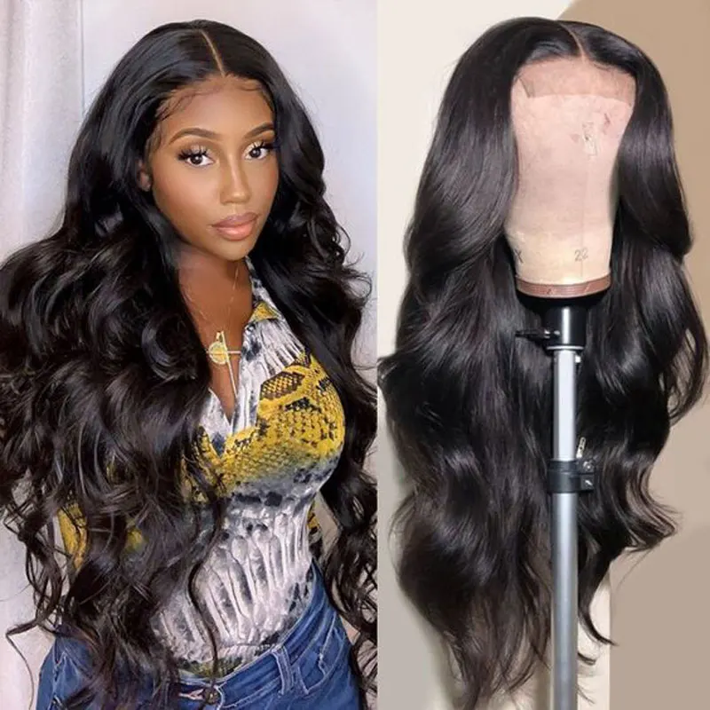 

Black Loose Body Wave Synthetic 13X4 Lace Front Wigs Glueless High Quality Heat Resistant Fiber Hair Middle Parting For Women