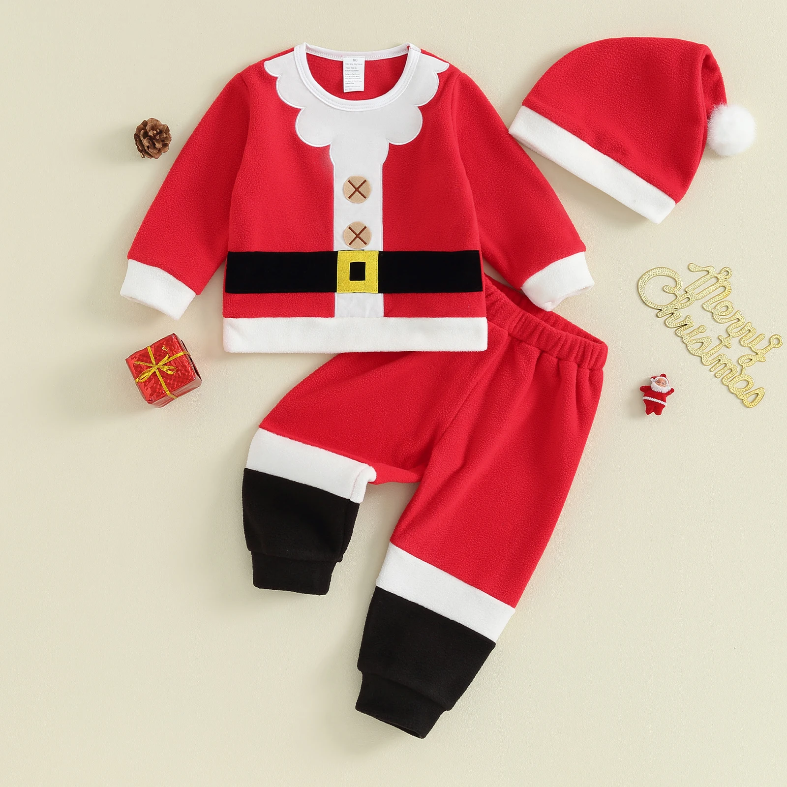 Listenwind Toddler Baby Christmas Santa Costume Contrast Color Round Neck Long Sleeve Tops And Pants And Hat
Listenwind Toddler Baby Christmas Santa Costume Contrast Color Round Neck Long Sleeve Tops And Pants And Hat