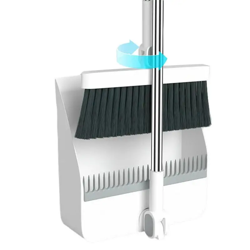 

Broom And Dustpan Brooms For Sweeping Indoor Cleaning Kit Long Handle Design 180 Degree Rotation Ergonomic Soft EVA Foam Handle