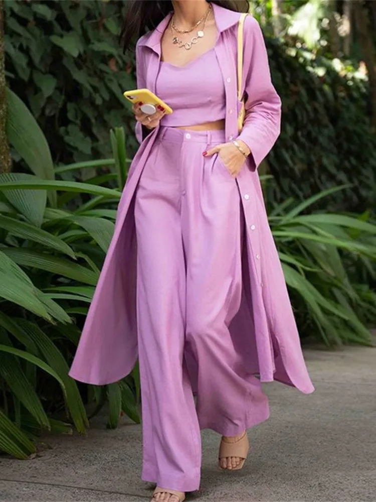 Elegant 3 Piece Set Women Casual Suits Long Shirts And Vest+Wide Leg Pant Suit 2023 Autumn New Fashion Matching Sets Outfits
Elegant 3 Piece Set Women Casual Suits Long Shirts And Vest+Wide Leg Pant Suit 2023 Autumn New Fashion Matching Sets Outfits