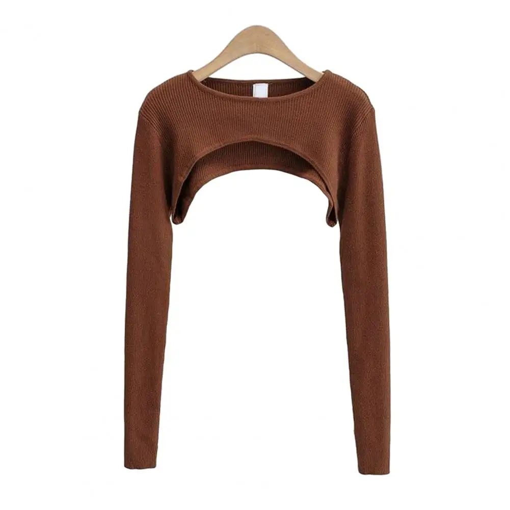 

Women Lightweight Long-sleeve Top Stylish Women's Crop Top Cover-up Set Long Sleeve Knitted T-shirt with Matching for Everyday