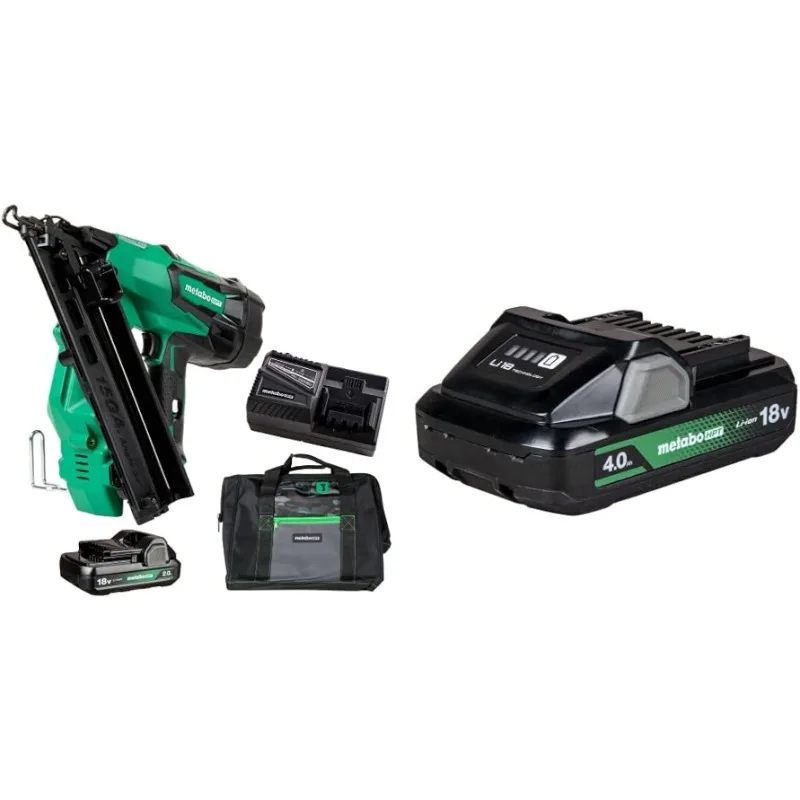 

Bundle of Metabo HPT Cordless 18V MultiVolt™ Angled Finish Nailer Kit | NT1865DMAST + Metabo HPT Batter |18V - 4.0Ah Lithium Ion