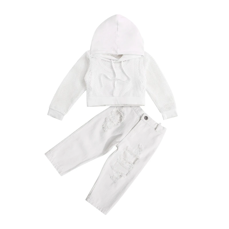 Girls Clothes Set Kids Outfits Solid Color Long Sleeve Hollow Out Hooded Coat+Sleeveless O-neck Vest+Ripped Trousers Streetwear
Girls Clothes Set Kids Outfits Solid Color Long Sleeve Hollow Out Hooded Coat+Sleeveless O-neck Vest+Ripped Trousers Streetwear
