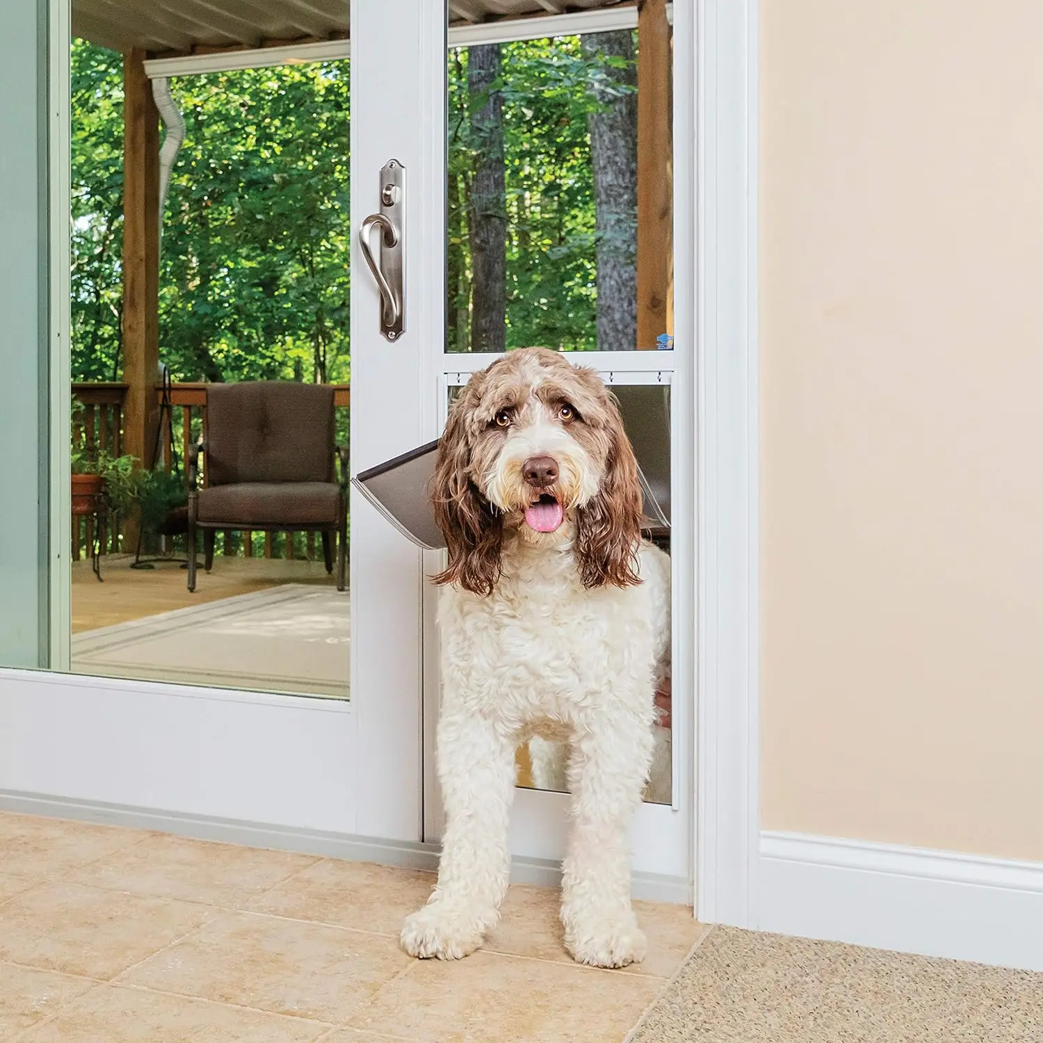 

PetSafe 1-Piece Sliding Glass Pet Door for Dogs & Cats - Adjustable Height 75 7/8" to 80 11/16" X-Large, White, No-Cut Install,