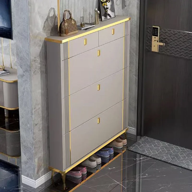 Modern Gold Shoe Rack European European Vertical Thin Shoe Rack Drawer Luxury Muebles Plegables Ahorradores De Espacio Furniture
Modern Gold Shoe Rack European European Vertical Thin Shoe Rack Drawer Luxury Muebles Plegables Ahorradores De Espacio Furniture
