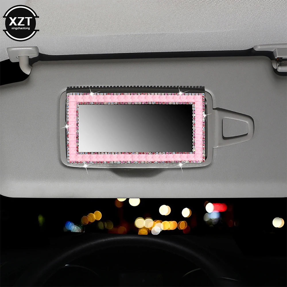 

New 1PC Portable Car Makeup Mirror Automobile Sun-Shading Visor HD Mirrors Universal Car-styling Bling Car Accessories for Woman